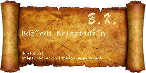Bérdi Krisztián névjegykártya